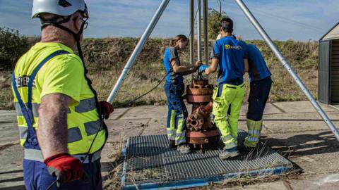 CNRS team at the site in Lorraine where hydrogen was found