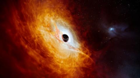 Artist’s impression shows the record-breaking quasar J059-4351