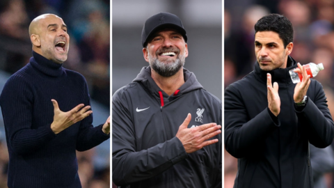 Manchester City manager Pep Guardiola, Liverpool boss Jurgen Klopp and Arsenal manager Mikel Arteta